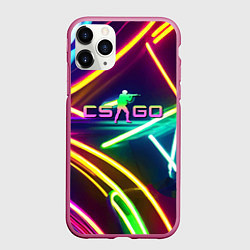 Чехол iPhone 11 Pro матовый Counter Strike - neon glow, цвет: 3D-малиновый