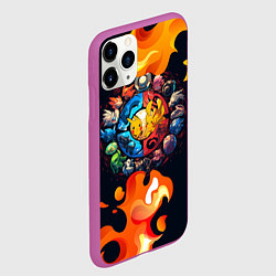 Чехол iPhone 11 Pro матовый Символы покемона, цвет: 3D-фиолетовый — фото 2