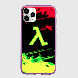 Чехол iPhone 11 Pro матовый Half life кислотное лого флейм, цвет: 3D-фиолетовый
