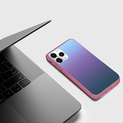Чехол iPhone 11 Pro матовый Градиент голубой фиолетовый синий, цвет: 3D-малиновый — фото 2
