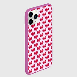 Чехол iPhone 11 Pro матовый Двойное сердце на розовом фоне, цвет: 3D-фиолетовый — фото 2