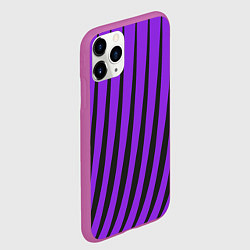 Чехол iPhone 11 Pro матовый Неоновый фиолетовый полосатый, цвет: 3D-фиолетовый — фото 2