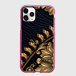 Чехол iPhone 11 Pro матовый Золотая объемная лепнина, цвет: 3D-малиновый