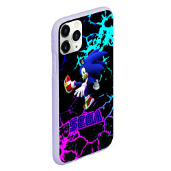 Чехол iPhone 11 Pro матовый Sonic sega game неоновая текстура, цвет: 3D-светло-сиреневый — фото 2