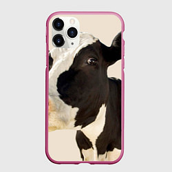 Чехол iPhone 11 Pro матовый Настоящая корова, цвет: 3D-малиновый