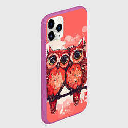 Чехол iPhone 11 Pro матовый Влюбленные совушки, цвет: 3D-фиолетовый — фото 2