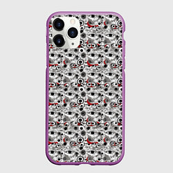Чехол iPhone 11 Pro матовый Паттерн из абстрактных глаз, цвет: 3D-фиолетовый