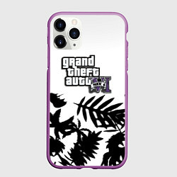 Чехол iPhone 11 Pro матовый GTA6 tropic game, цвет: 3D-фиолетовый