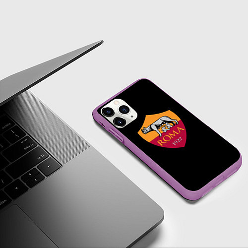 Чехол iPhone 11 Pro матовый Roma fc club sport / 3D-Фиолетовый – фото 3