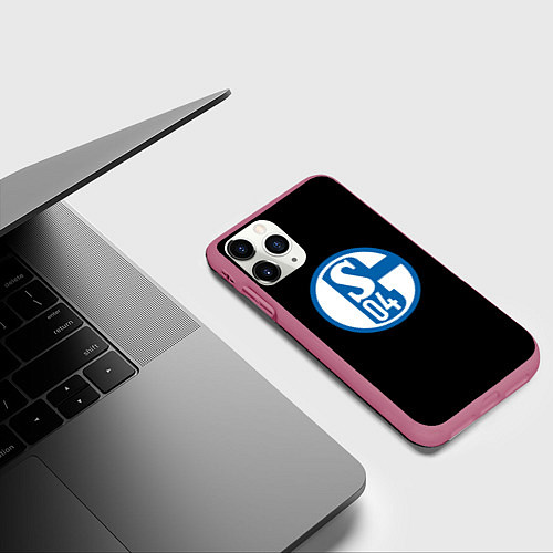 Чехол iPhone 11 Pro матовый Schalke 04 fc club sport / 3D-Малиновый – фото 3