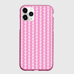 Чехол iPhone 11 Pro матовый Паттерн двойное сердце, цвет: 3D-малиновый