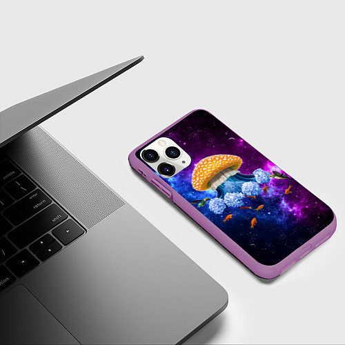 Чехол iPhone 11 Pro матовый Space mushroom / 3D-Фиолетовый – фото 3
