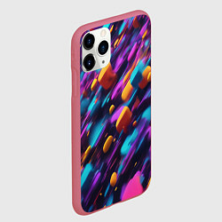 Чехол iPhone 11 Pro матовый Полёт цветных частиц - нейросеть, цвет: 3D-малиновый — фото 2