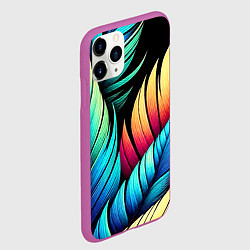 Чехол iPhone 11 Pro матовый Color feathers - neon, цвет: 3D-фиолетовый — фото 2