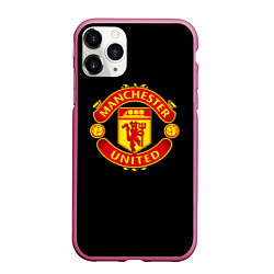 Чехол iPhone 11 Pro матовый Manchester United fc club, цвет: 3D-малиновый