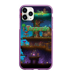 Чехол iPhone 11 Pro матовый Terraria big tree, цвет: 3D-фиолетовый