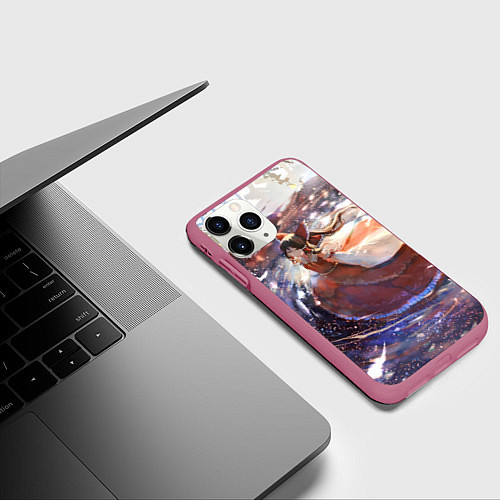 Чехол iPhone 11 Pro матовый Touhou Project Рейму Cute / 3D-Малиновый – фото 3