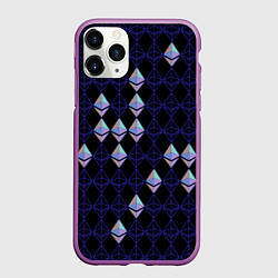 Чехол iPhone 11 Pro матовый Криптовалюта Ethereum на черном, цвет: 3D-фиолетовый