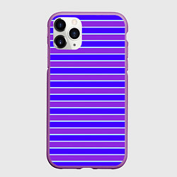 Чехол iPhone 11 Pro матовый Неоновые полосы фиолетовые и синие, цвет: 3D-фиолетовый