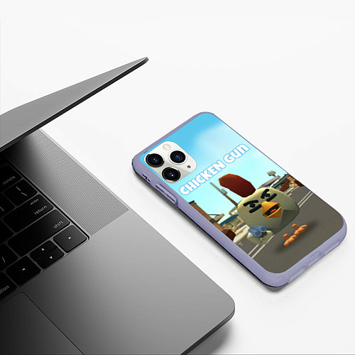 Чехол iPhone 11 Pro матовый Chicken Gun - shooter / 3D-Светло-сиреневый – фото 3