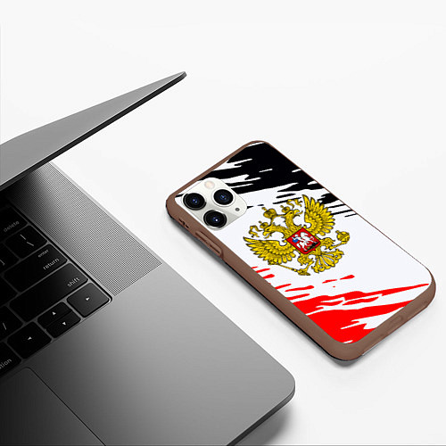 Чехол iPhone 11 Pro матовый Россия имперские краски текстура / 3D-Коричневый – фото 3