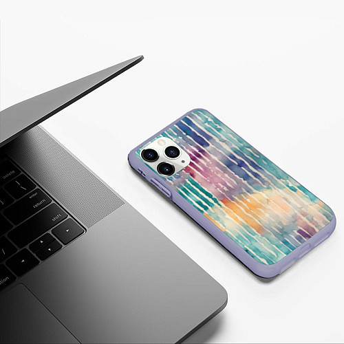 Чехол iPhone 11 Pro матовый Тридцать три полоски / 3D-Светло-сиреневый – фото 3