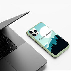 Чехол iPhone 11 Pro матовый Горный Алтай пейзаж, цвет: 3D-салатовый — фото 2