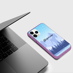Чехол iPhone 11 Pro матовый Шерегеш горы пейзаж, цвет: 3D-фиолетовый — фото 2