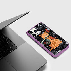 Чехол iPhone 11 Pro матовый Рыжий кот самурай с саблей, цвет: 3D-фиолетовый — фото 2