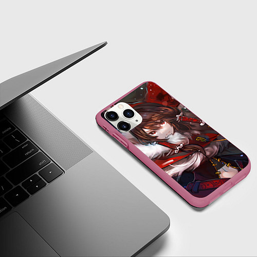 Чехол iPhone 11 Pro матовый Touhou Project Рейму Winter / 3D-Малиновый – фото 3