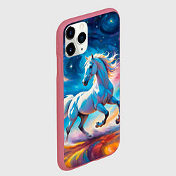 Чехол iPhone 11 Pro матовый Космический скакун, цвет: 3D-малиновый — фото 2