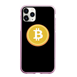 Чехол iPhone 11 Pro матовый Биткоин желтое лого криптовалюта, цвет: 3D-розовый