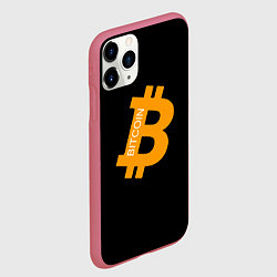 Чехол iPhone 11 Pro матовый Биткоин криптовалюта оранжевое лого, цвет: 3D-малиновый — фото 2
