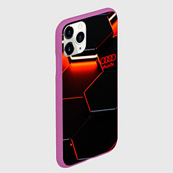 Чехол iPhone 11 Pro матовый Audi неоновый соты, цвет: 3D-фиолетовый — фото 2