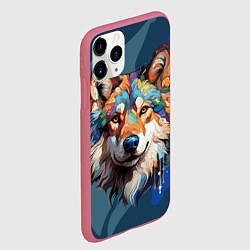 Чехол iPhone 11 Pro матовый Очень красивый волк, цвет: 3D-малиновый — фото 2