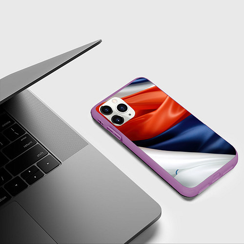 Чехол iPhone 11 Pro матовый Белая синяя красная абстракция / 3D-Фиолетовый – фото 3