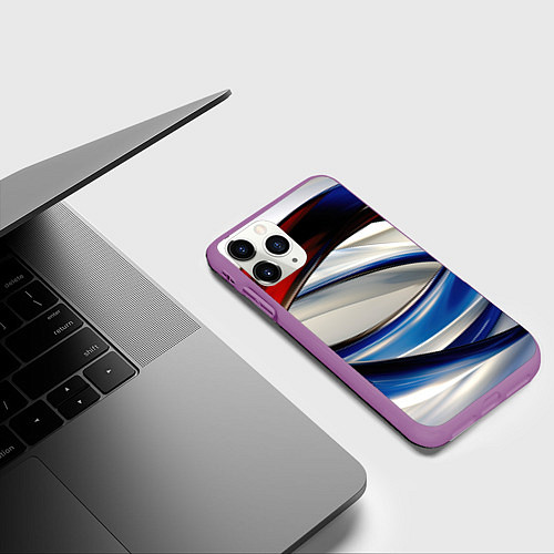 Чехол iPhone 11 Pro матовый Изогнутая абстракция / 3D-Фиолетовый – фото 3