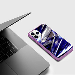 Чехол iPhone 11 Pro матовый Синие и белые полосы абстракции, цвет: 3D-фиолетовый — фото 2