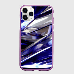 Чехол iPhone 11 Pro матовый Синие и белые полосы абстракции, цвет: 3D-фиолетовый
