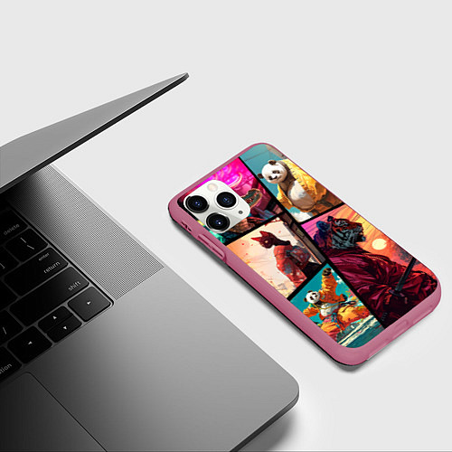 Чехол iPhone 11 Pro матовый Animal GTA / 3D-Малиновый – фото 3