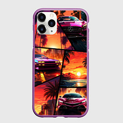 Чехол iPhone 11 Pro матовый GTA style art, цвет: 3D-фиолетовый