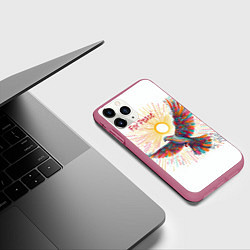 Чехол iPhone 11 Pro матовый Голубь мира, цвет: 3D-малиновый — фото 2