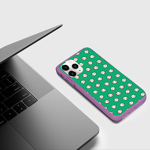 Чехол iPhone 11 Pro матовый Милые пельмешки / 3D-Фиолетовый – фото 3