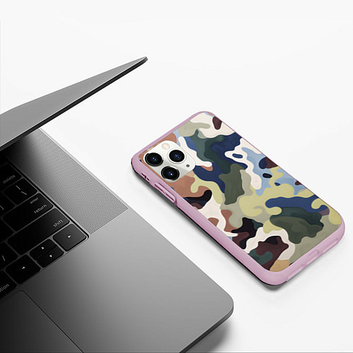 Чехол iPhone 11 Pro матовый Камуфляж милитари / 3D-Розовый – фото 3