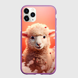 Чехол iPhone 11 Pro матовый Милая влюбленная овечка, цвет: 3D-фиолетовый