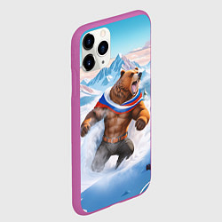 Чехол iPhone 11 Pro матовый Медведь с триколором, цвет: 3D-фиолетовый — фото 2