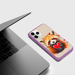 Чехол iPhone 11 Pro матовый Влюбленный енот 14 февраля, цвет: 3D-фиолетовый — фото 2