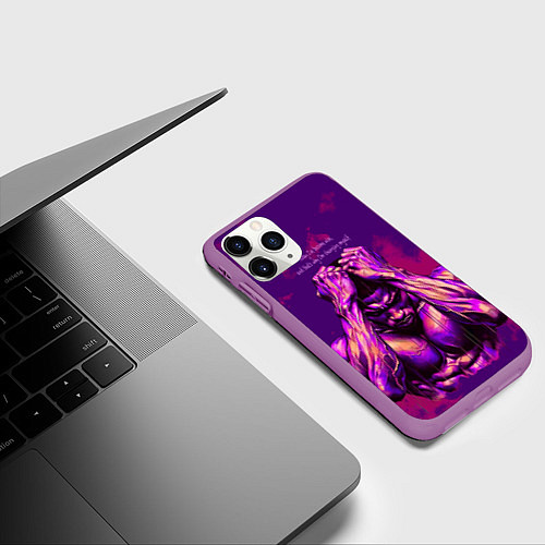 Чехол iPhone 11 Pro матовый Спортивный торс мужчины / 3D-Фиолетовый – фото 3