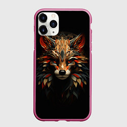 Чехол iPhone 11 Pro матовый Красавец лис мозаика, цвет: 3D-малиновый