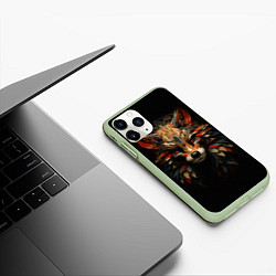 Чехол iPhone 11 Pro матовый Красавец лис мозаика, цвет: 3D-салатовый — фото 2